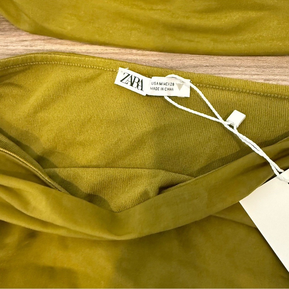 NWT Zara Two Piece Chartreuse High Neck Tank and Midi Skirt - Picture 9 of 13